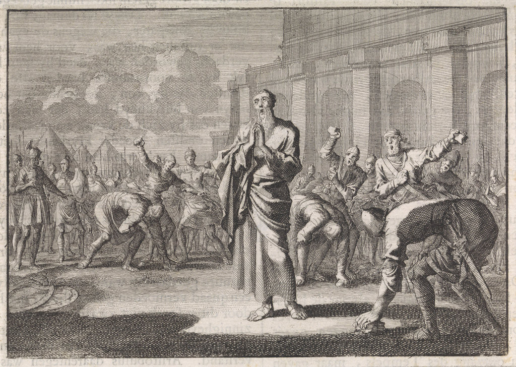 Detail of Onias stoned by Jews by Pieter Mortier