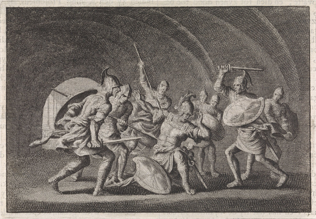 Detail of Antigonus, son of Hyrkanus, murdered in a vault by the bodyguard of his brother Aristobulus by Pieter Mortier