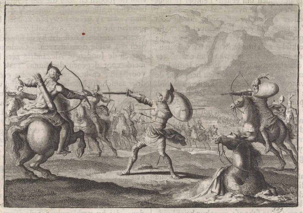 Detail of Demetrius Seleucus defends himself against shooting horsemen by Pieter Mortier