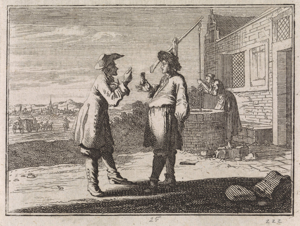 Detail of Man selling a cricket in a glass as a protecting ghost by Christoph Weigel