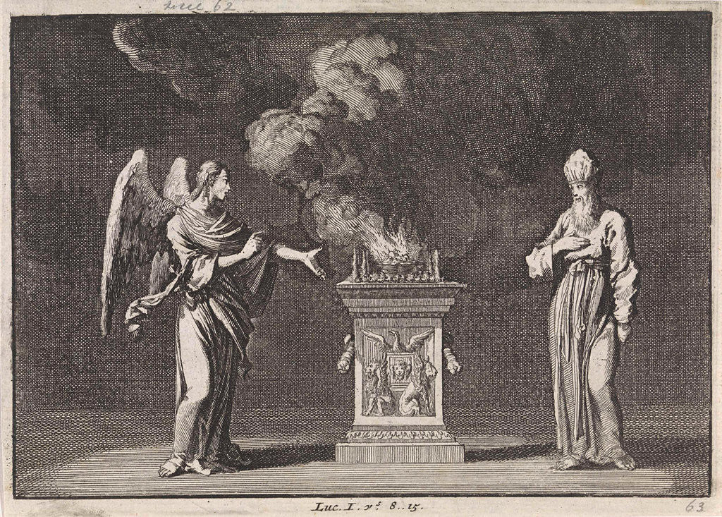 Detail of Gabriel appears to Zacharias in the temple by Pieter Mortier