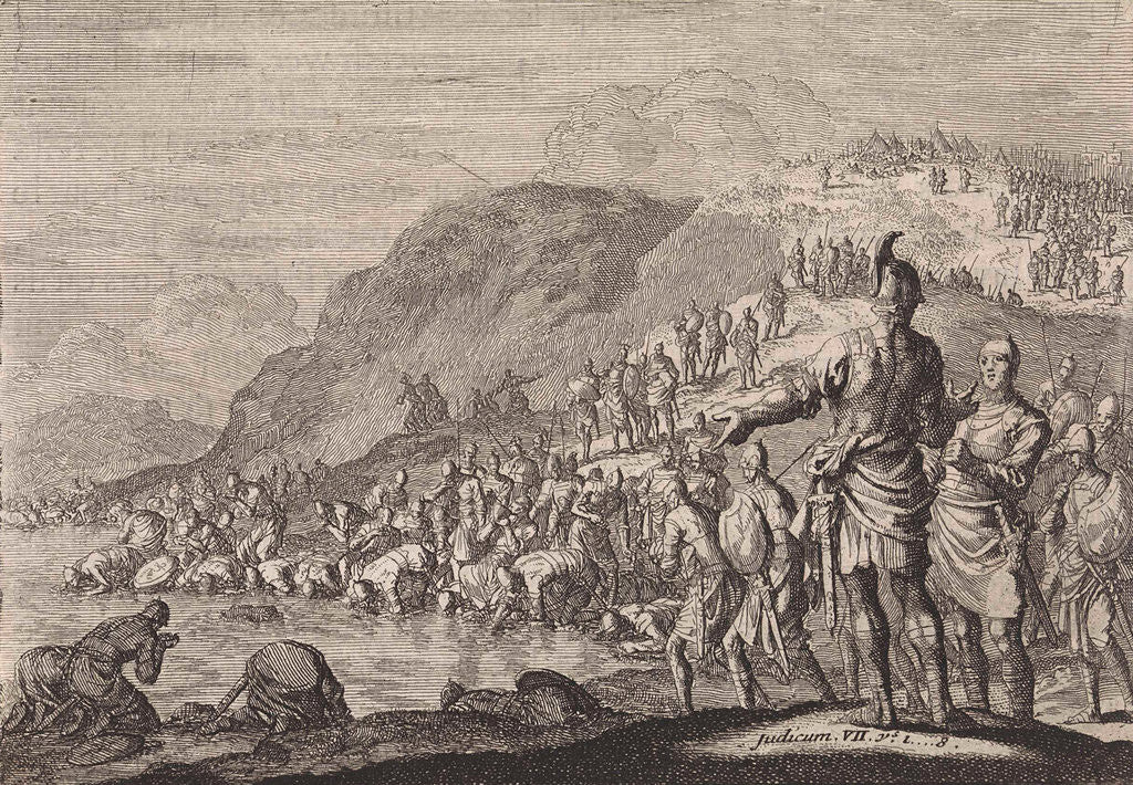 Detail of Gideon orders his men to drink water by Pieter Mortier