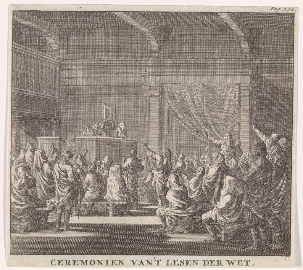 Detail of Synagogue where a rabbi reads by Hendrik van Damme