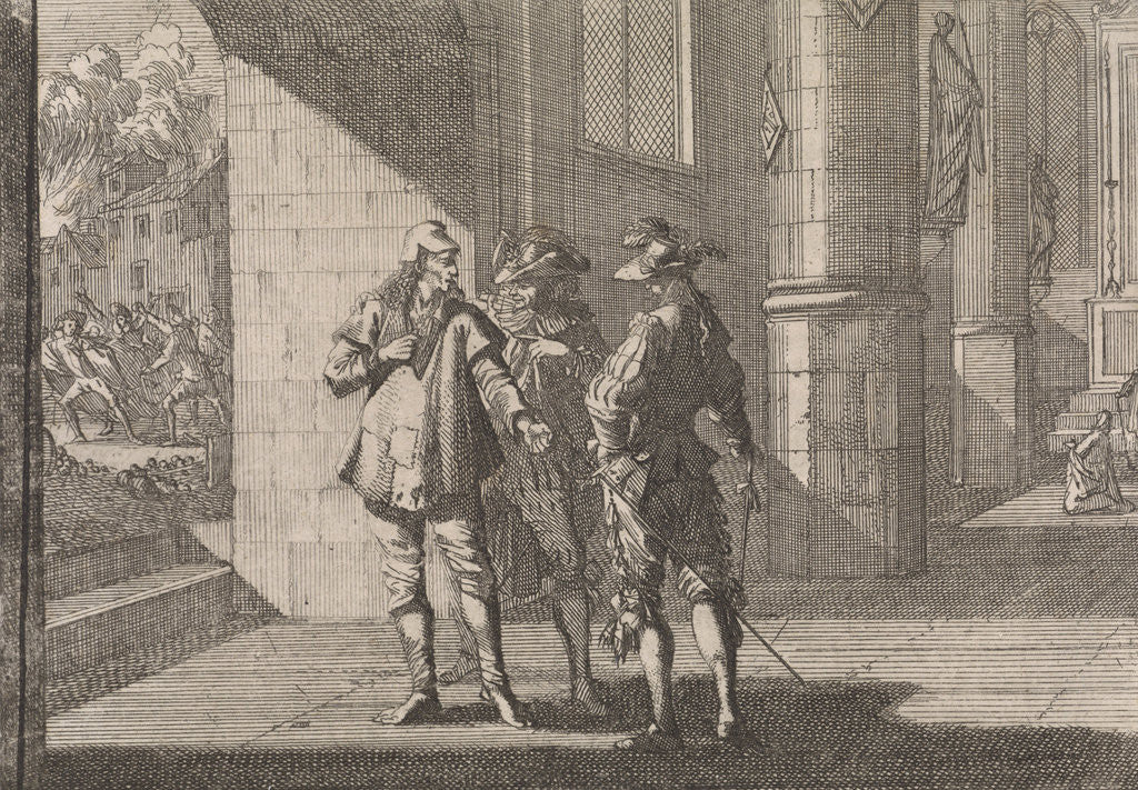 Detail of Masaniello talks with two noblemen in a church by Johann David Zunnern