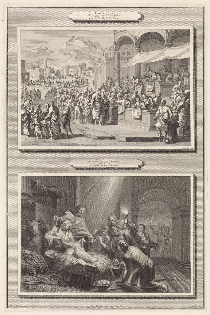 Detail of Census at Bethlehem and the adoration of the shepherds by Pieter Mortier