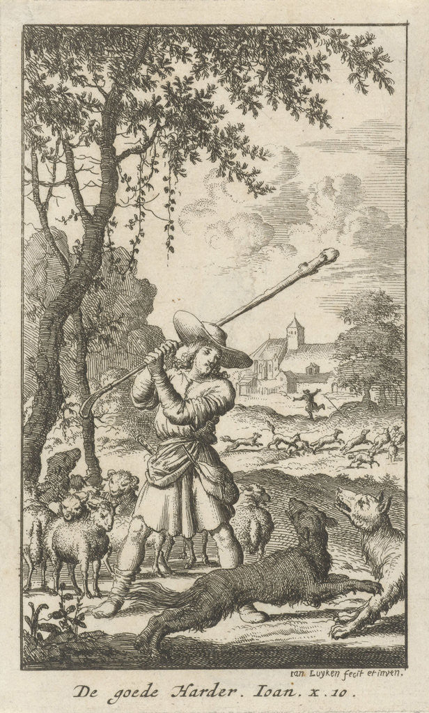 Detail of Christ as the Good Shepherd by Jan Luyken