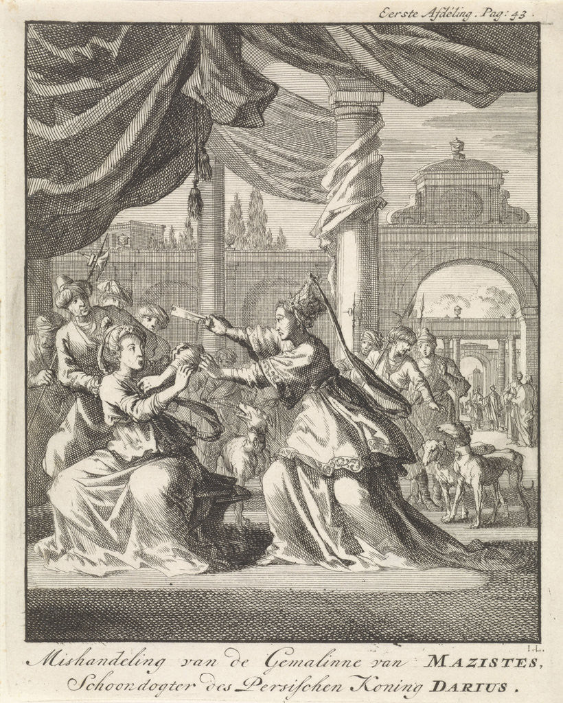 Detail of Mistreatment of women of Masistes by Jan Claesz ten Hoorn