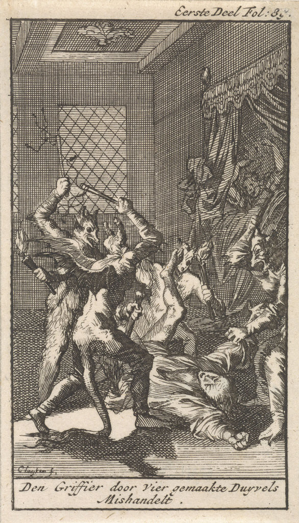 Detail of The Registrar is attacked by four men dressed as devils by Jan Claesz ten Hoorn