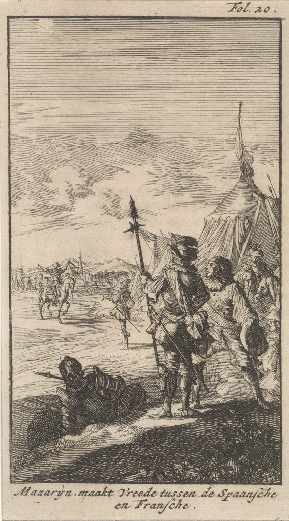 Detail of Bishop Mazarin close the peace treaty of Cherasco by Boudewijn van der Aa