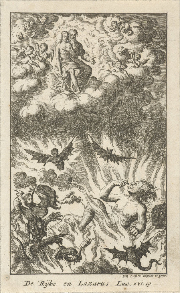 Detail of Vision of the rich man in hell by Jan Luyken
