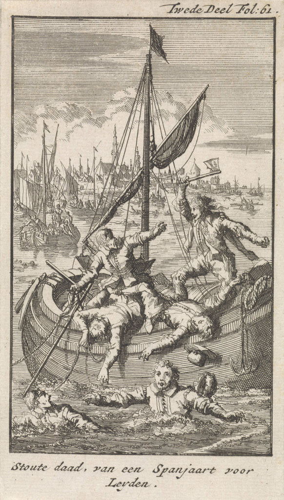 Detail of Pietro Ciacconne conquer a boat from Leiden The Netherlands by Engelbrecht Boucquet