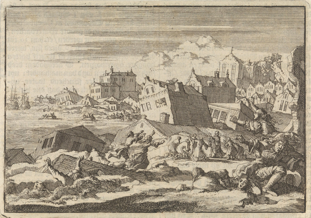 Detail of Earthquake in Jamaica where the city Port Royal is destroyed, 1615 by Pieter van der Aa I