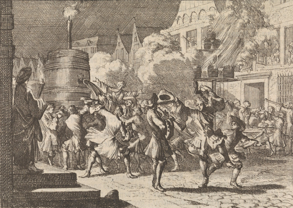 Detail of Joy in Paris following the false news of the death of William III at the Battle of the Boyne by Pieter van der Aa I