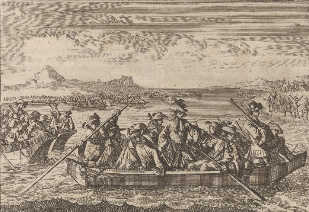 Detail of Waldensians chased from Savoy crossing the Lake Geneva in boats back to their country by Anonymous