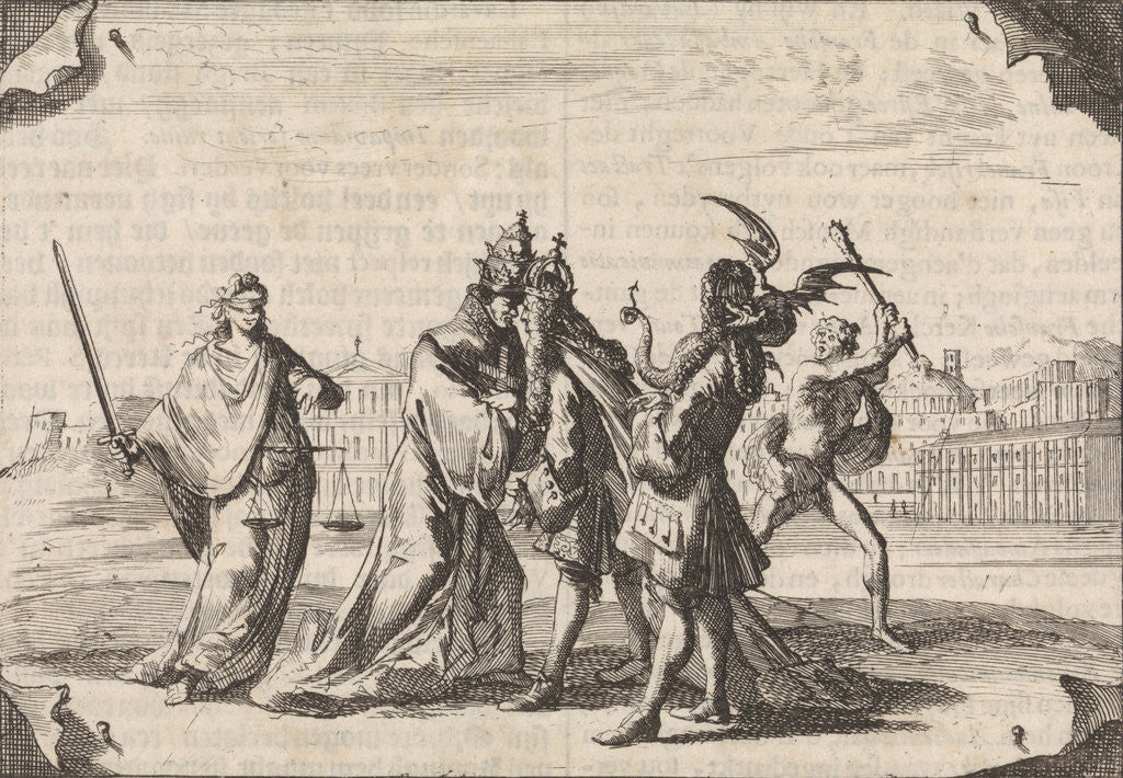 Detail of Cartoon about the struggle between Louis XIV and Pope Innocent XI by Pieter van der Aa I
