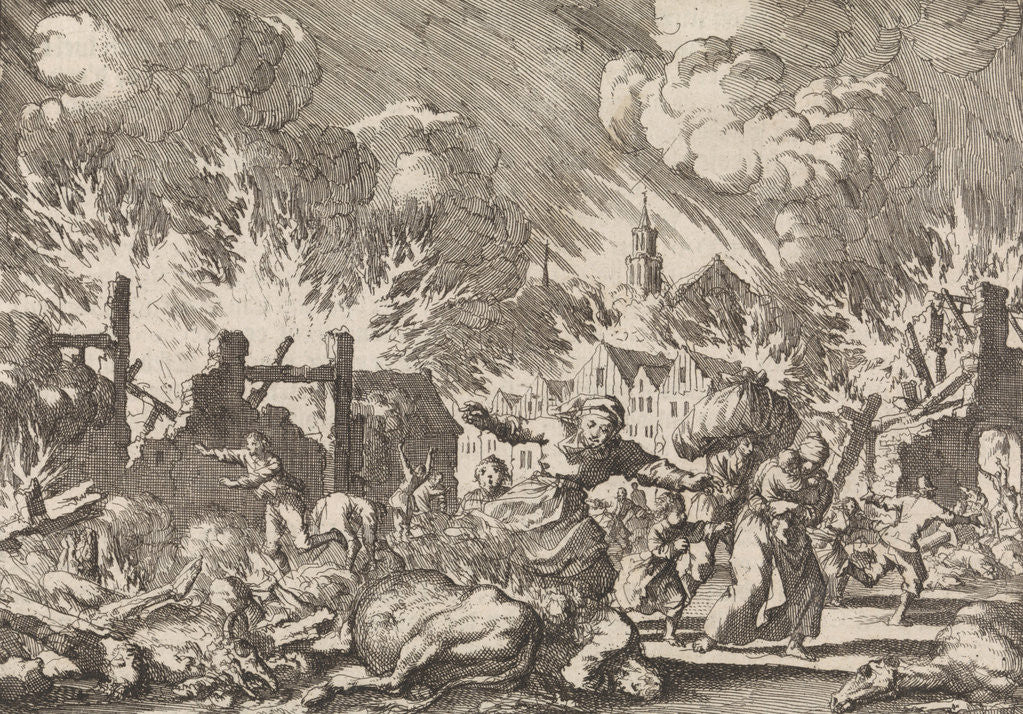 Detail of Fire in Trondheim, Norway 1681 by Pieter van der Aa I