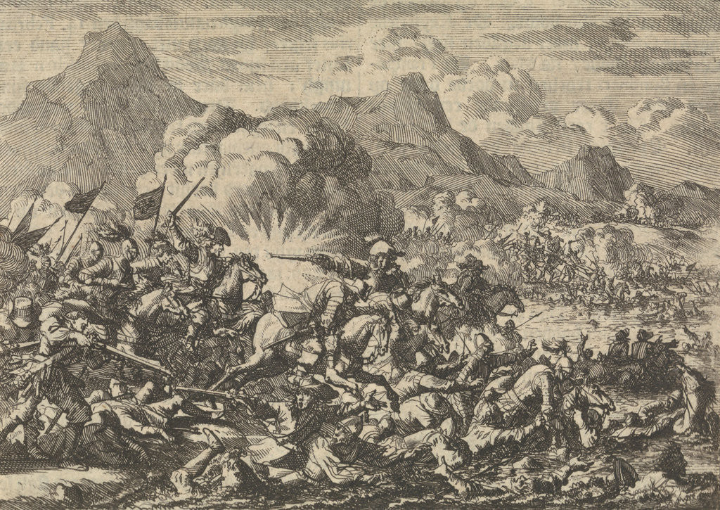 Detail of Pappenheim beats the resurrected farmers in Austria near Linz on the Danube, 1626 by Pieter van der Aa I