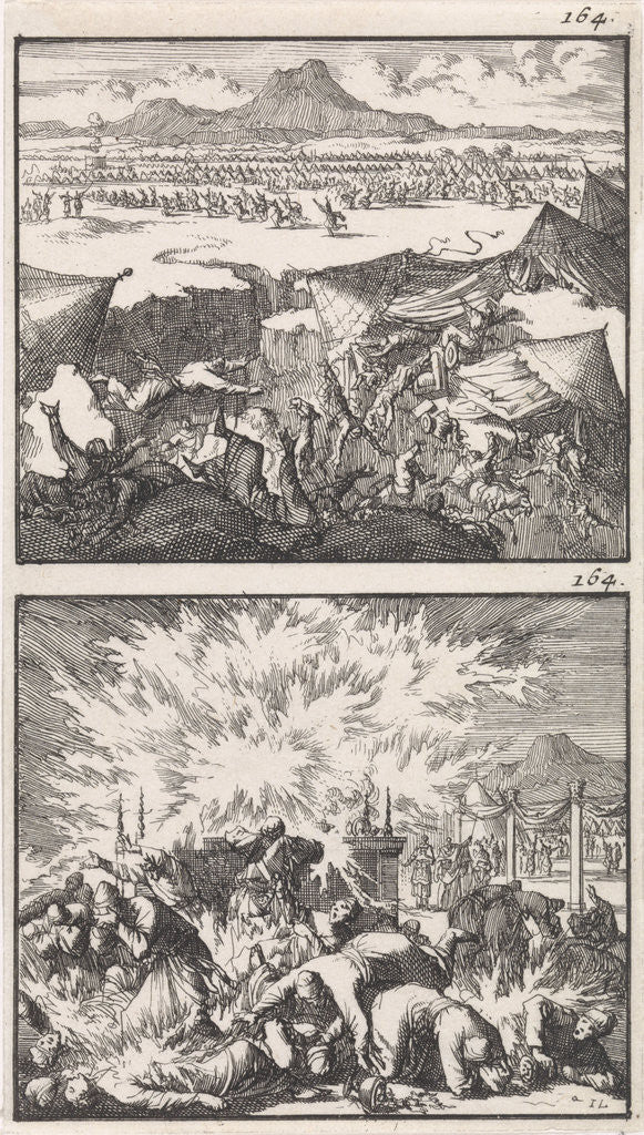 Detail of Dathan and Abiram and their families swallowed by the earth, Destruction of the tribe of Korah by Andries van Damme