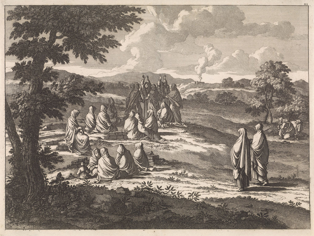 Detail of Women Ramla grieving at a grave by Jan Luyken
