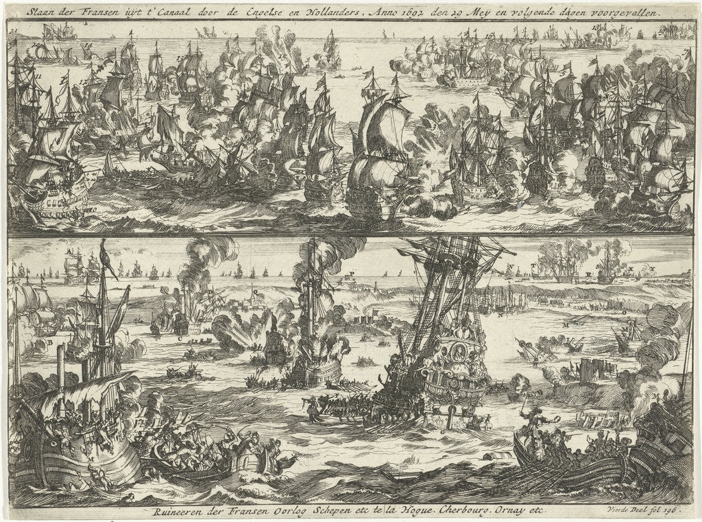 Detail of Battle of Cape La Hogue, 1692 by Jan Claesz ten Hoorn
