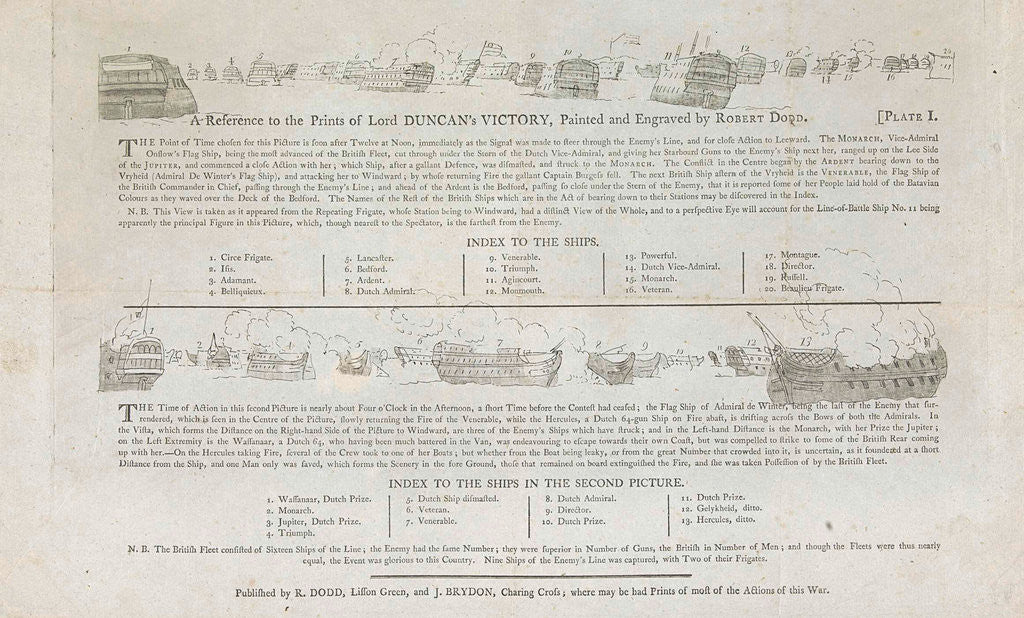 Detail of Legend to accompany the prints of the Battle of Kamperduin by Anonymous