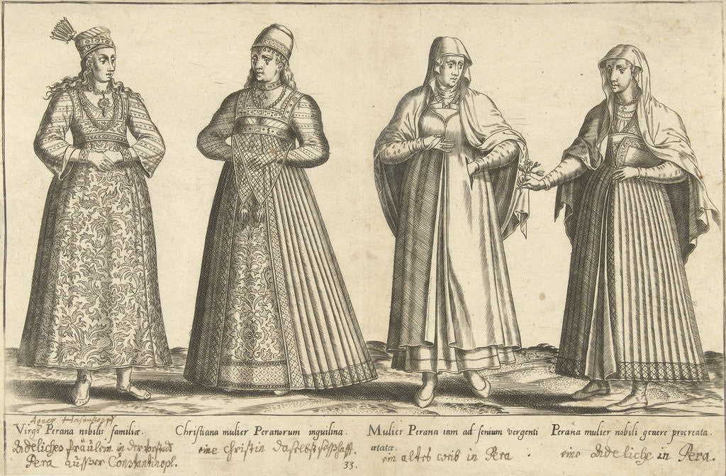 Detail of Women's Dress from Constantinople around 1580, istanbul Turkey by Joos de Bosscher
