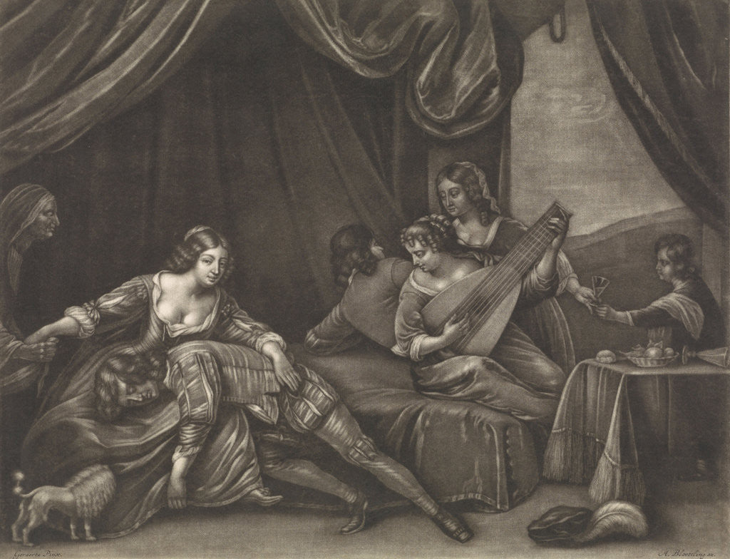 Detail of The prodigal son in the brothel by Abraham Bloteling