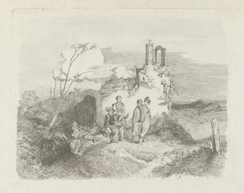 Detail of Men near ruins by Charles Rochussen