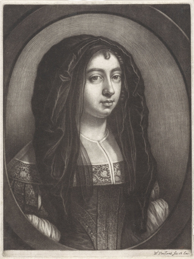 Detail of Portrait of a Young Woman with a headscarf by Wallerant Vaillant