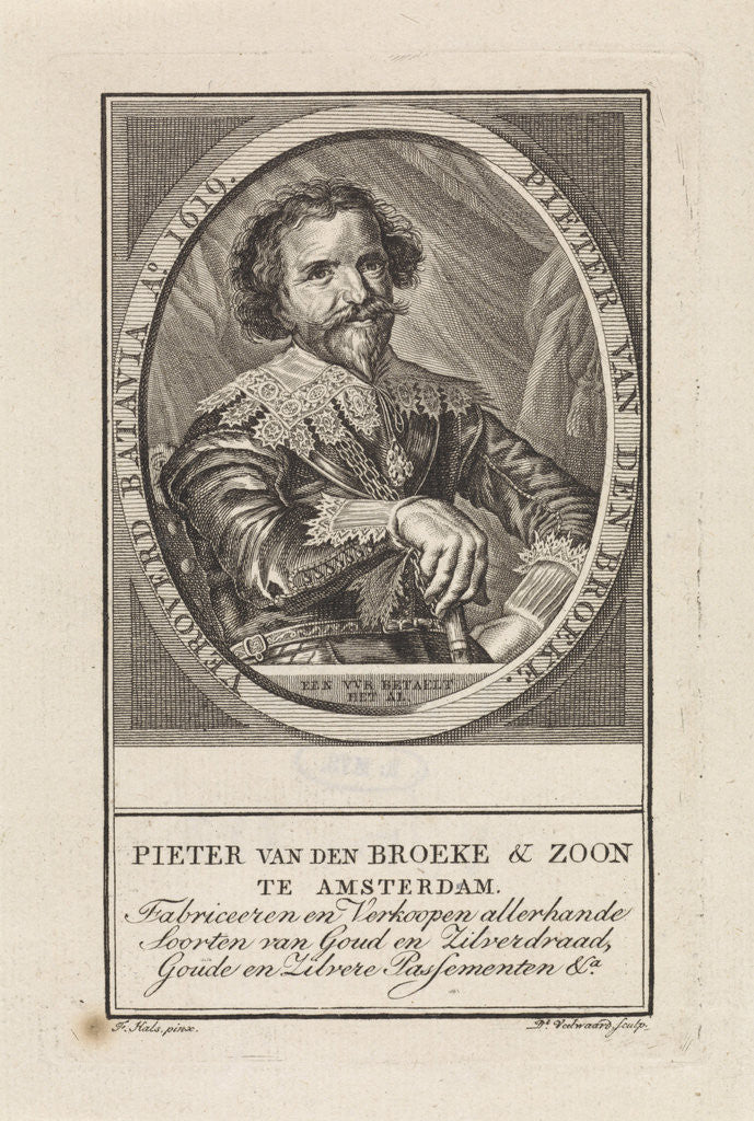 Detail of Portrait of businessman and governor Pieter van den Broecke by Frans Hals