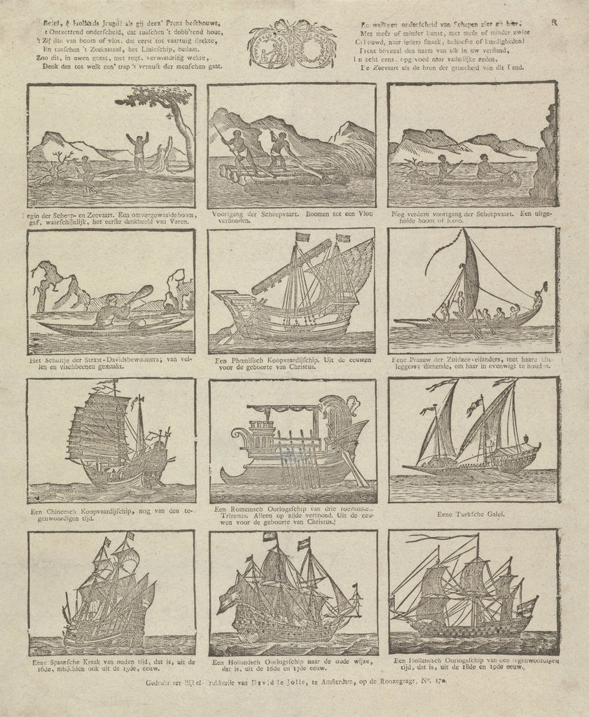 Detail of Print showing various old ships by Anonymous