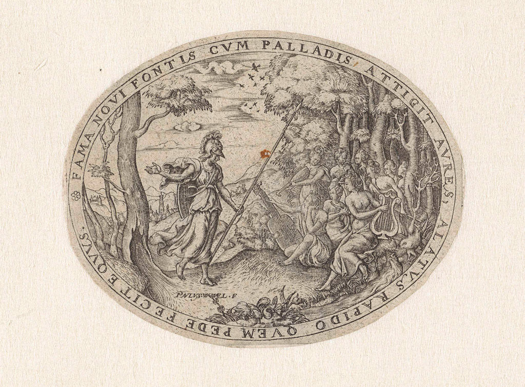 Detail of Minerva visits the Muses on Parnassus by Paulus van Wtewael