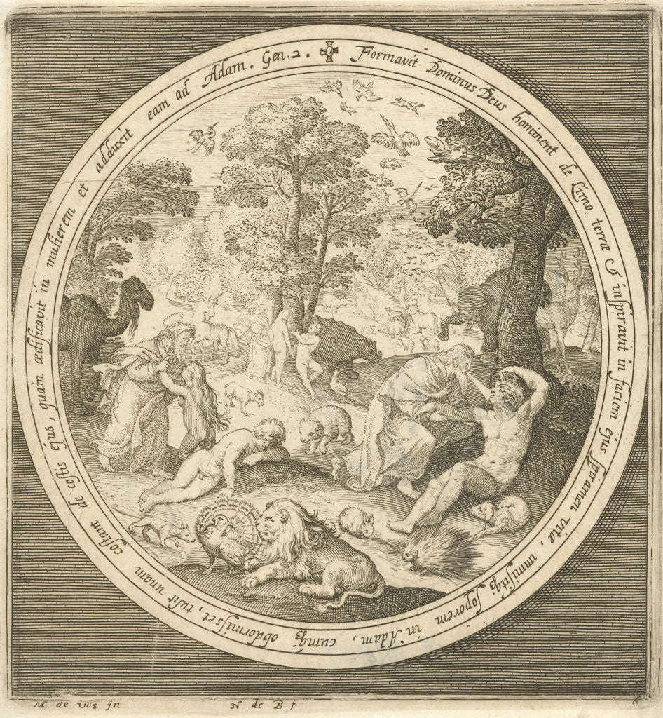Detail of Sixth day of creation: God creates the animals and Adam and Eve by Maerten de Vos