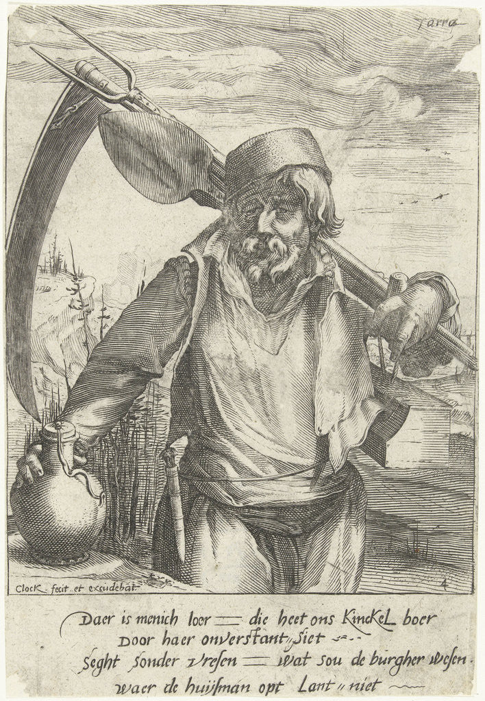 Detail of Earth by Nicolaes Jansz. Clock