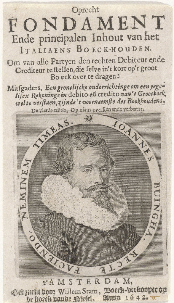 Detail of Portrait of Joannes Buingha, mathematician and accountant by Willem Willemsz Stam