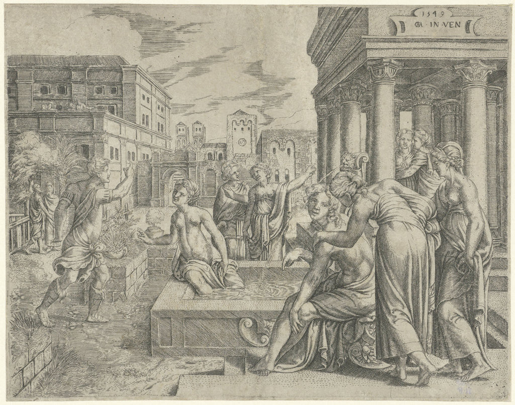 Detail of Bathsheba receives the message of David by Cornelis Massijs