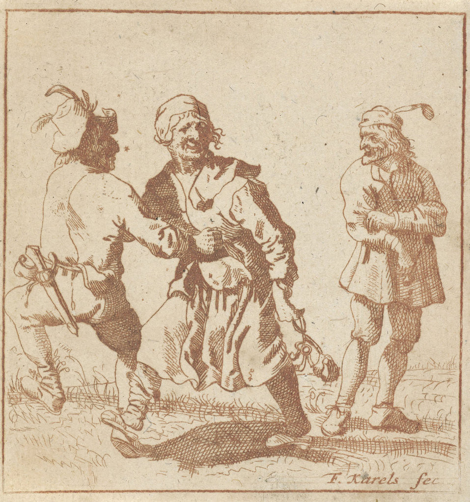 Detail of Dancing farmer and his wife, F. Karels by Pieter Nolpe