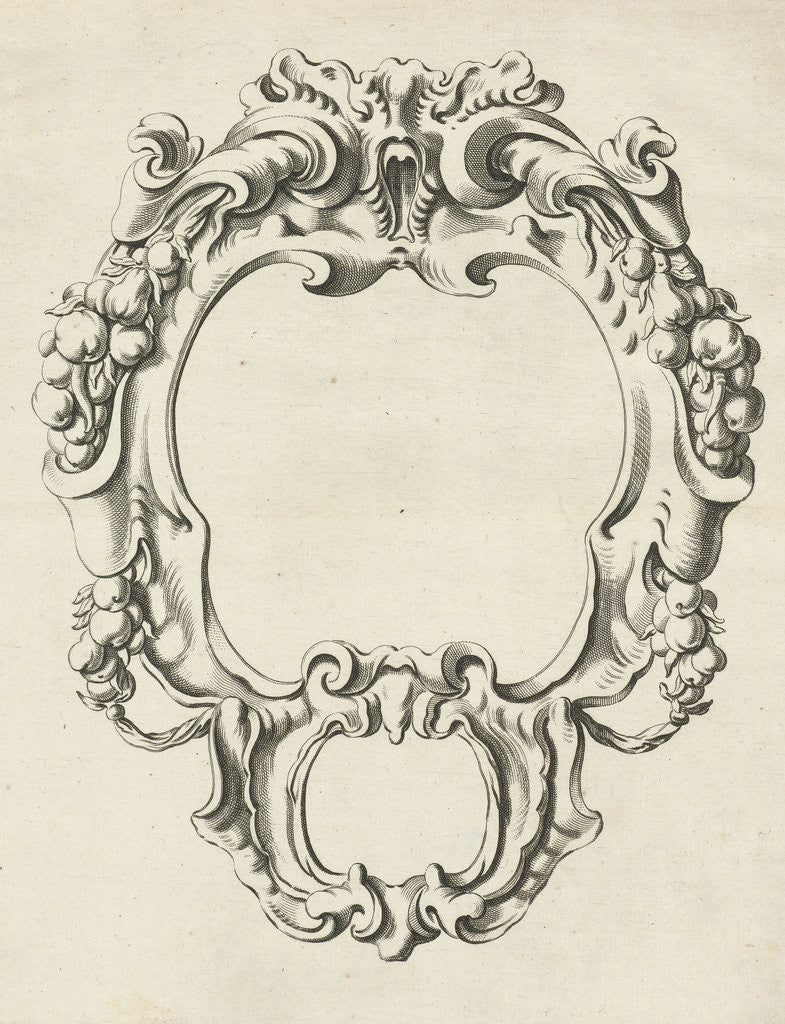Detail of Cartouche with lobe ornament consisting of two compartments by Nicolaes Visscher I