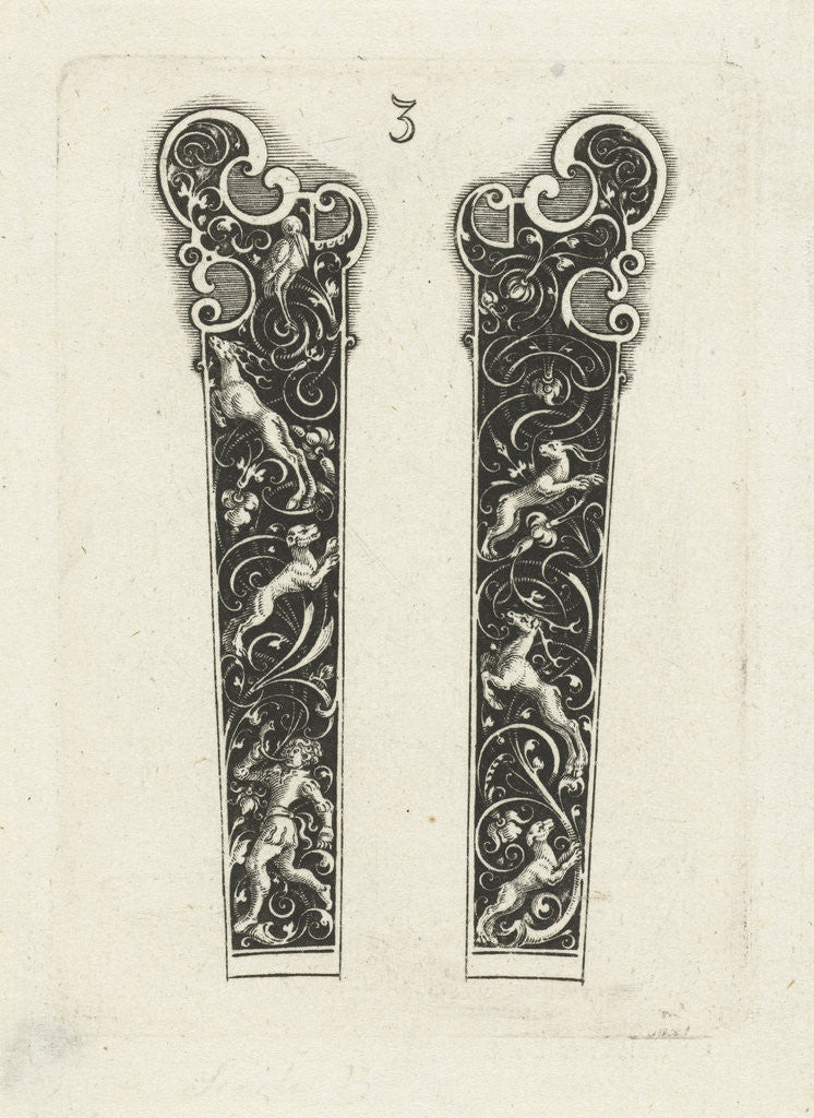 Detail of Two knife handles by Michiel le Blon