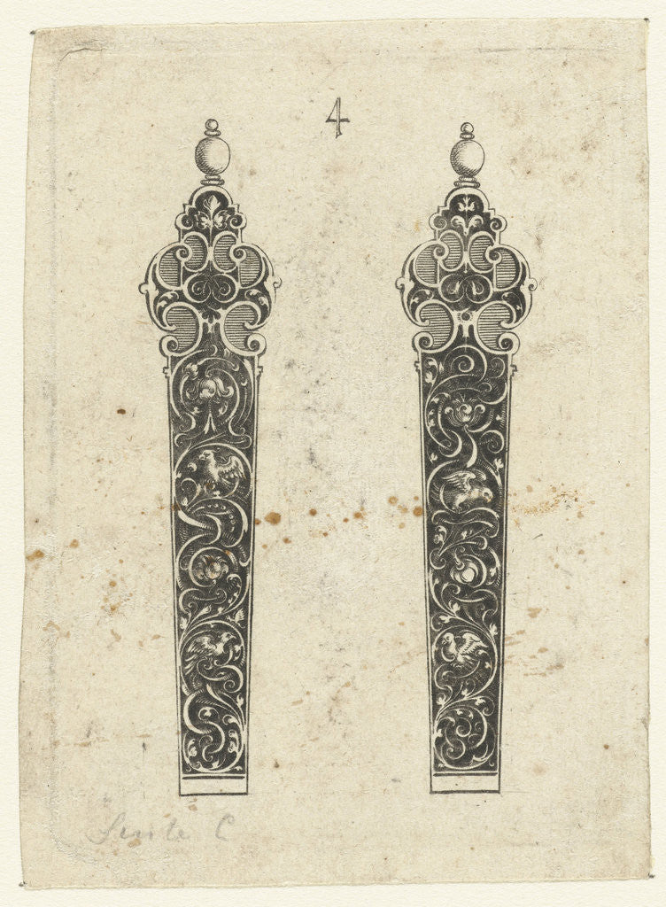 Detail of Two knife handles by Michiel le Blon