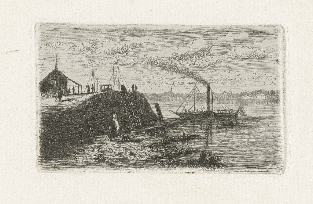Detail of River View with a steamer by Joseph Hartogensis