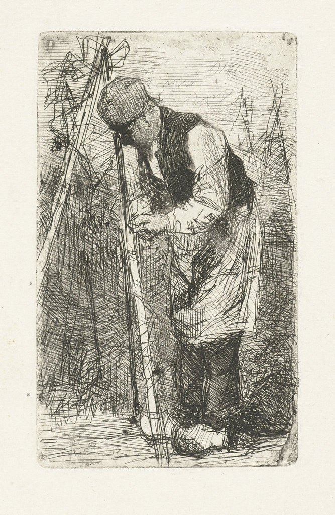 Detail of Man in a vegetable garden by Bernardus Johannes Blommers