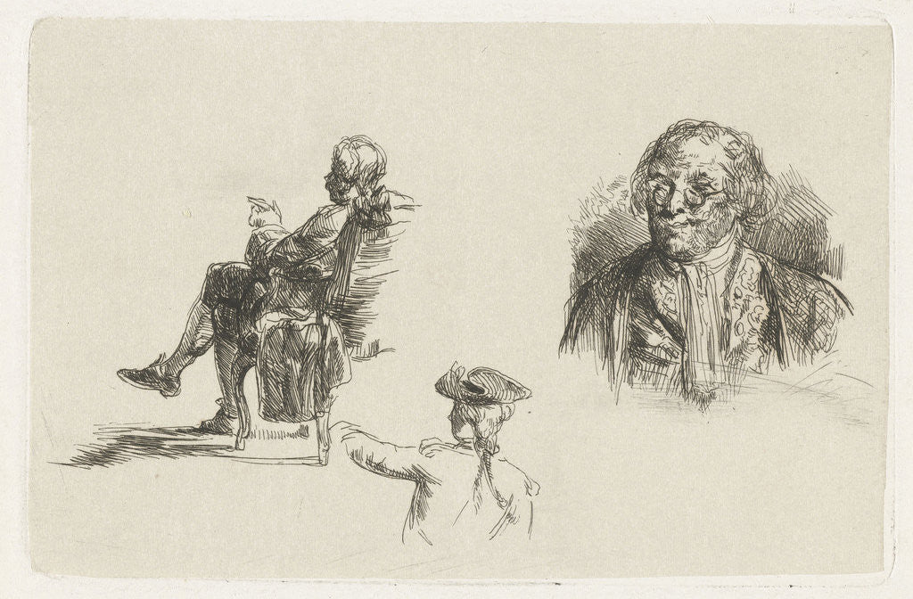Detail of Study Sheet with three figures by David Bles