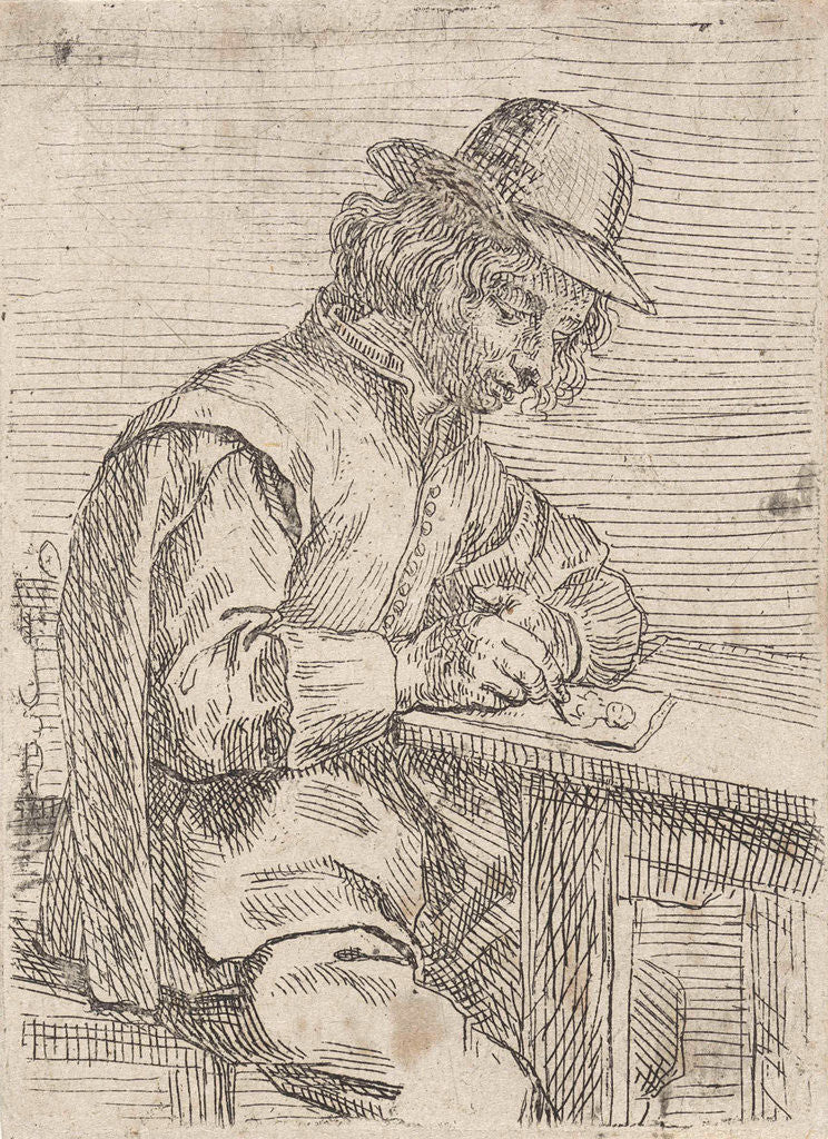Detail of Drawing man wearing a hat by Peter Snijers