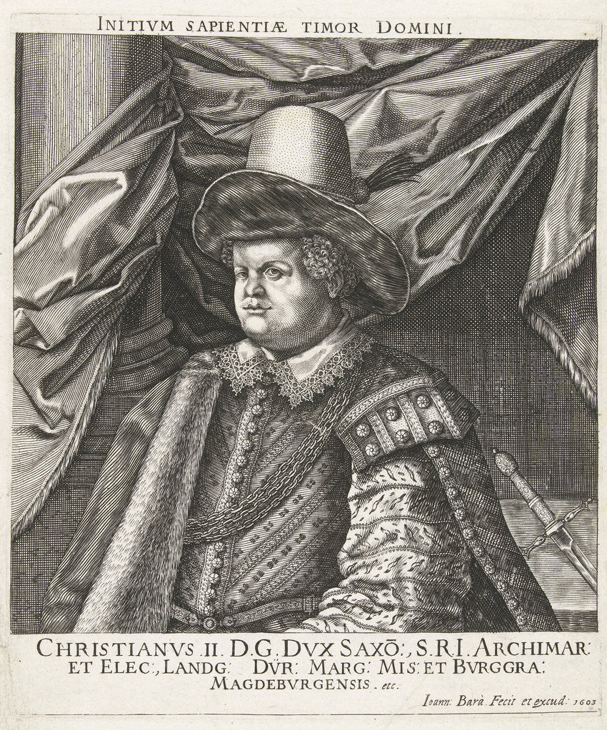 Detail of Portrait of Christian II, Elector of Saxony by Johan Barra