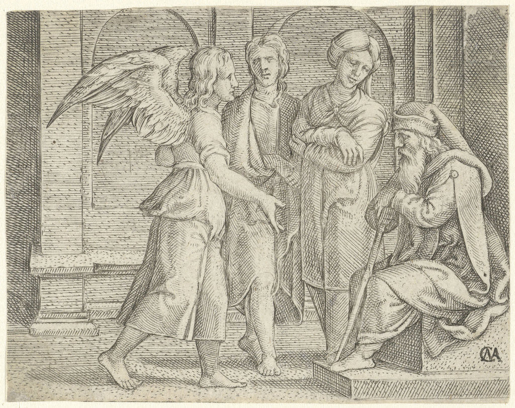 Detail of Tobias and the Angel with Tobit and Anna by Cornelis Massijs