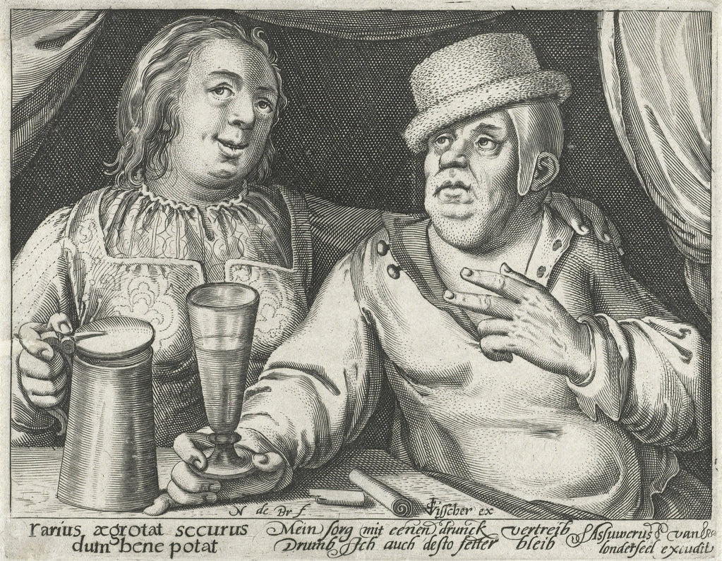 Detail of Drinking man and woman by Assuerus van Londerseel