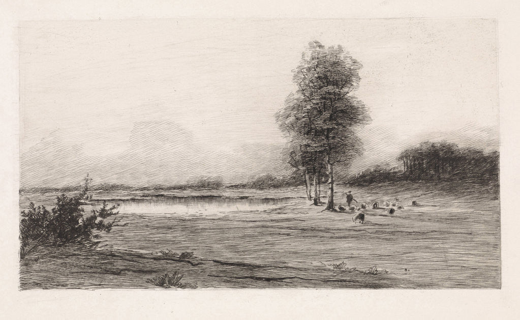 Detail of Landscape with pond by Elias Stark