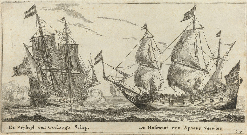 Detail of The ships Freedom and The Greyhound by Cornelis Danckerts I
