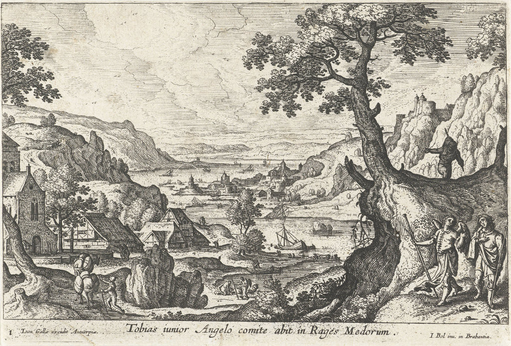 Detail of Tobias with the angel by Joannes Galle